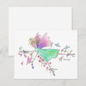 Engel in groene gans met hart en duven notitiekaartje (Voorkant / Achterkant)