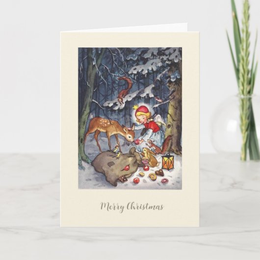  Engel in het Bos Kerstmis Feestdagen Kaart (Voorkant)