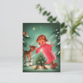 Engel in het bos met dieren briefkaart (Staand voorkant)