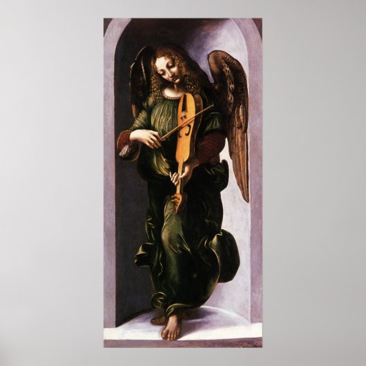 Engel in het groen met een Vielle van Leonardo da Poster (Voorkant)