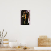 Engel in het groen met een Vielle van Leonardo da Poster (Keuken)