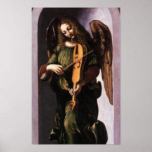 Engel in het groen met een Vielle van Leonardo da Poster (Voorkant)