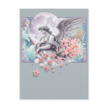 Engel in het maanlicht — Maan & roze bloesems, ged