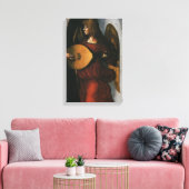 Engel in het Rood met een Luit van Leonardo da Vin Canvas Afdruk (Insitu (Woonkamer))