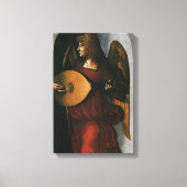 Engel in het Rood met een Luit van Leonardo da Vin Canvas Afdruk (Voorkant)