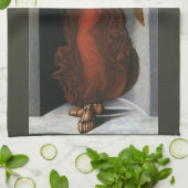Engel in het rood met een luit van Leonardo da Vin Theedoek (Gevouwen)