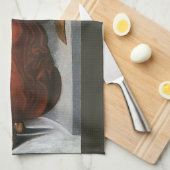 Engel in het rood met een luit van Leonardo da Vin Theedoek (Quarter Fold)