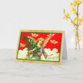 Engel in lavendel met kerstboom kaart (Gele Bloem)