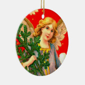 Engel in lavendel met kerstboom keramisch ornament (Rechts)