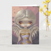 "Engel in Lila" Wenskaart Kaart (Gele Bloem)