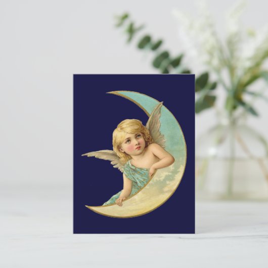  Engel in Moon Briefkaart (Staand voorkant)