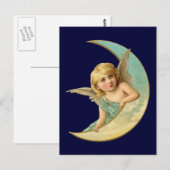 Engel in Moon Briefkaart (Voorkant / Achterkant)