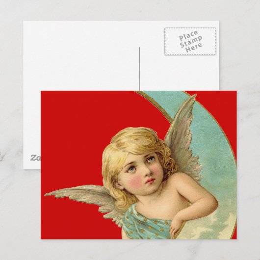  Engel in Moon Briefkaart (Voorkant / Achterkant)