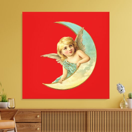 Engel in Moon Canvas Afdruk (Insitu (Woonkamer))