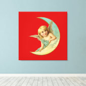Engel in Moon Canvas Afdruk (Insitu (Houten vloer))