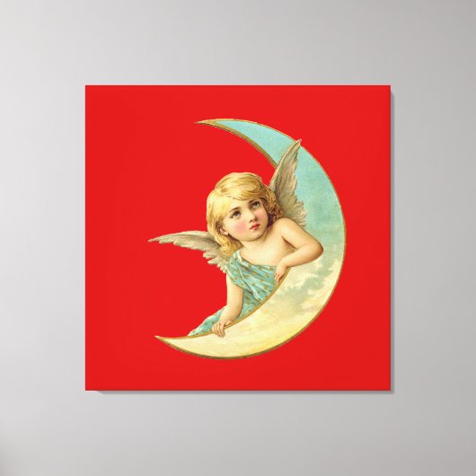Engel in Moon Canvas Afdruk (Voorkant)
