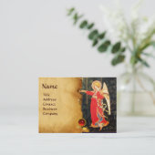 ENGEL IN ROOD EN GOUD VISITEKAARTJE (Staand voorkant)