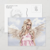 Engel in roze Briefkaart (Voorkant / Achterkant)