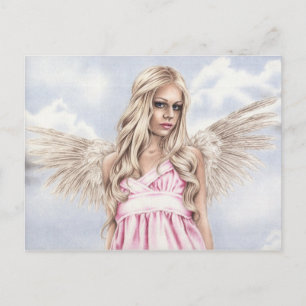 Engel in roze Briefkaart