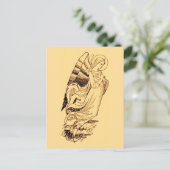 Engel in roze en goud briefkaart (Staand voorkant)