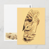Engel in roze en goud briefkaart (Voorkant / Achterkant)