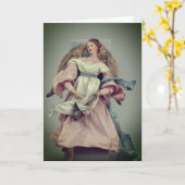 Engel in roze en wit: blanco kaart (Gele Bloem)