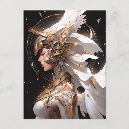 Engel in wit pantser fantasy kunst briefkaart (Voorkant)