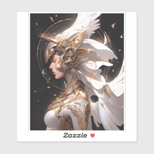 Engel in wit pantser fantasy kunst sticker (Vel)