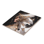 Engel in wit pantser fantasy kunst tegeltje (Zijkant)