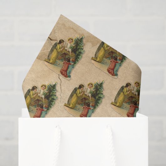 Engel & Jezus Christelijk Antiek Kerstmeisje Tissuepapier (Cadeauzakje)