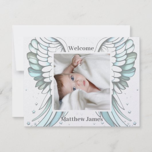 Engel jongen geboorte aankondiging (Voorkant)