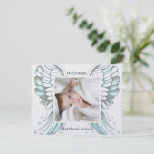 Engel jongen geboorte aankondiging (Staand voorkant)