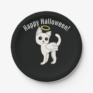 Engel Kat Halloween Gelukkig Halloween Papieren Bordje