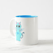 Engel kat tweekleurige koffiemok (Voorkant links)