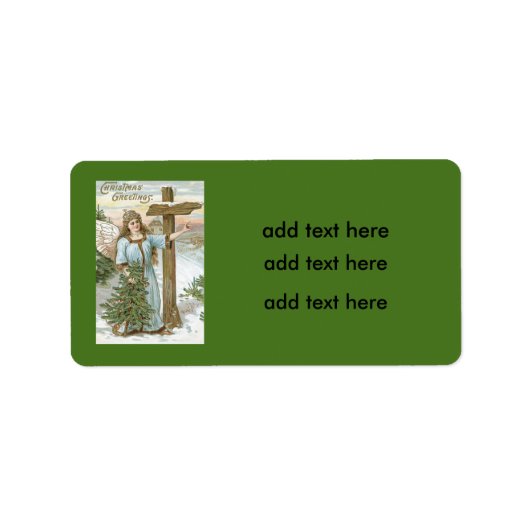Engel Kerstboom Kruis Winter Cottage Etiket (Voorkant)