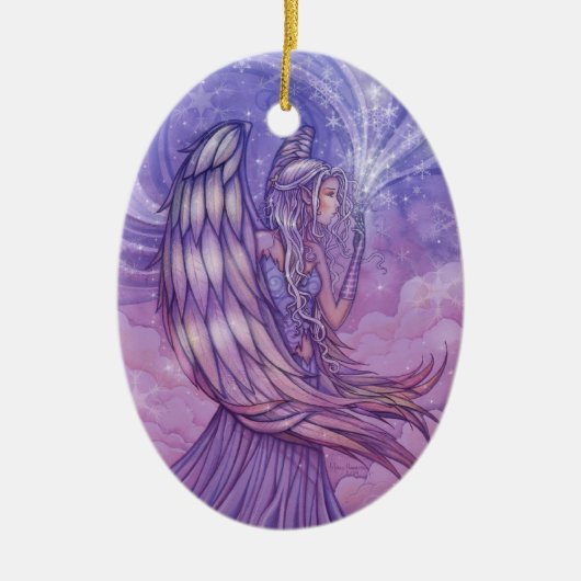 Engel Kerstversiering door Molly Harrison Keramisch Ornament (Voorkant)