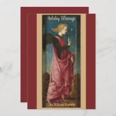 Engel Kerstwensen Goud Bourgondië Op Maat Gemaakte Feestdagenkaart (Voorkant / Achterkant)