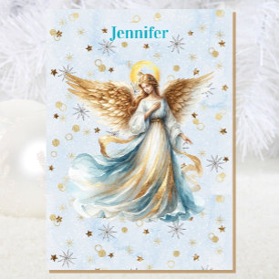Engel Kerstzegen Voeg Handtekening Toe Religieus Kaart