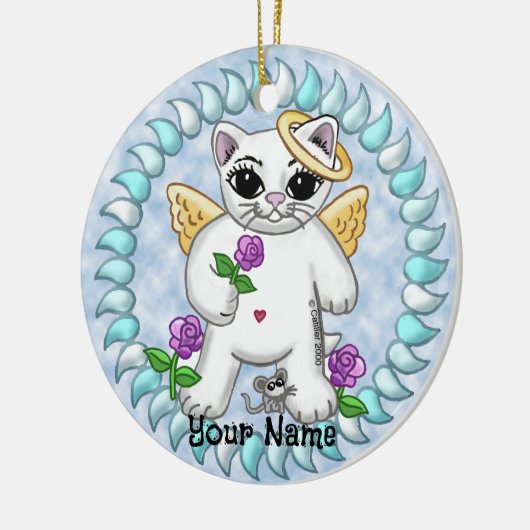 Engel kitty kat keramisch ornament (Links)