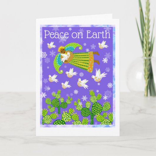 Engel kleur en duiven verspreiden de hoop op vrede kaart (Voorkant)