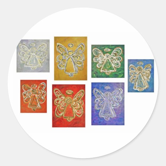 Engel-kleurenreeks verfstickers ronde sticker (Voorkant)
