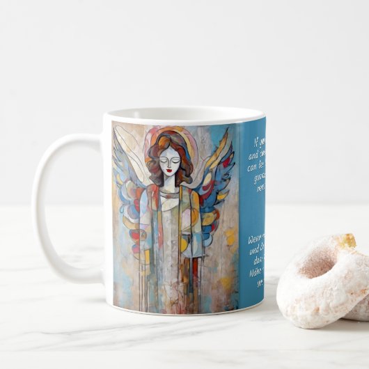 Engel Kunst & Uitspraken Nr. 4 van 12 verschillend Koffiemok (Met donut)