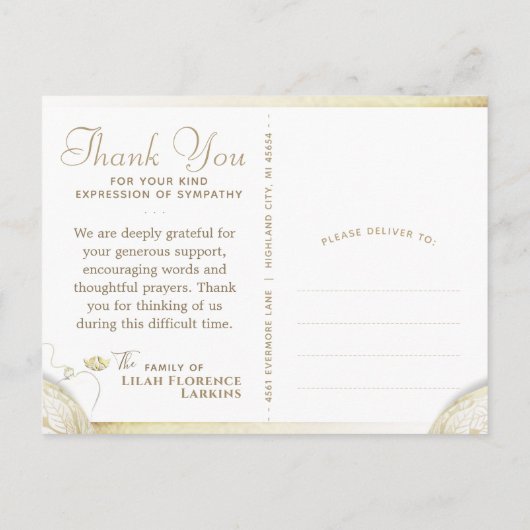 Engel lichtsympathie Dank u Briefkaart (Achterkant)