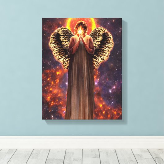 Engel liefde en lichte oorspronkelijke kunst canvas afdruk (Insitu (Houten vloer))