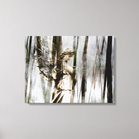 Engel loopt door de winter gewikkeld canvas afdruk (Voorkant)