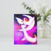 Engel maan sterren fee kunst hemelse illustratie briefkaart (Staand voorkant)