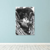 Engel Meisje Canvas Print - Zwart en Wit Schilderi (Insitu (Houten vloer))