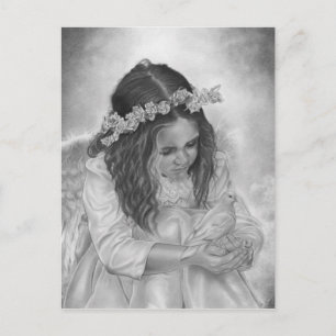 Engel-meisje-duif zegen Briefkaart