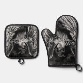 Engel Meisje Kunst Oven Mitt & Pot Houder Set (Voorkant)