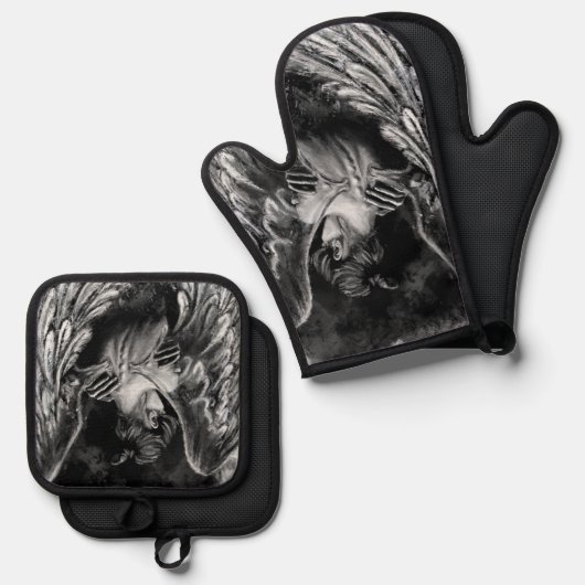 Engel Meisje Kunst Oven Mitt & Pot Houder Set (Voorkant / Achterkant)